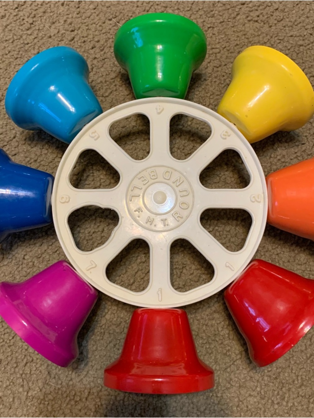 Vintage Multi-Colored FMT Round Bell Musical Instrument Child Toy